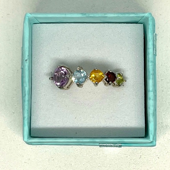 STERLING SILVER RING WITH PRECIOUS GEMSTONES - Picture 4 of 7